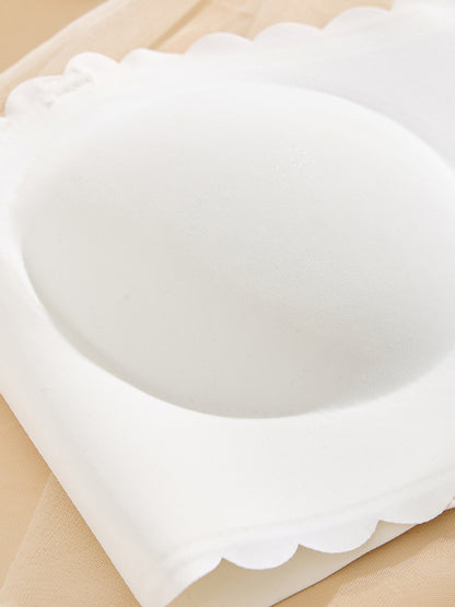 Seamless Wireless Bandeau with Removable Clear Straps and Wavy Trim — Breathable & Invisible Underwear