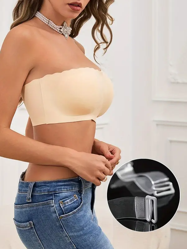 Front Closure Wireless Strapless Bra Ivory