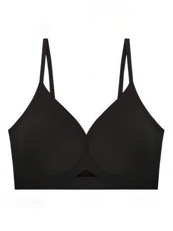 Plus Size Simple Seamless Hollow Out Wireless Bra Black