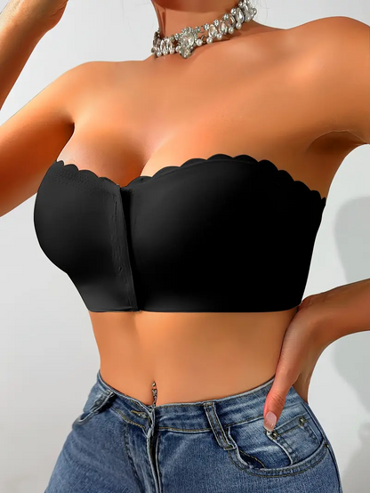 Front Closure Wireless Strapless Bra Black