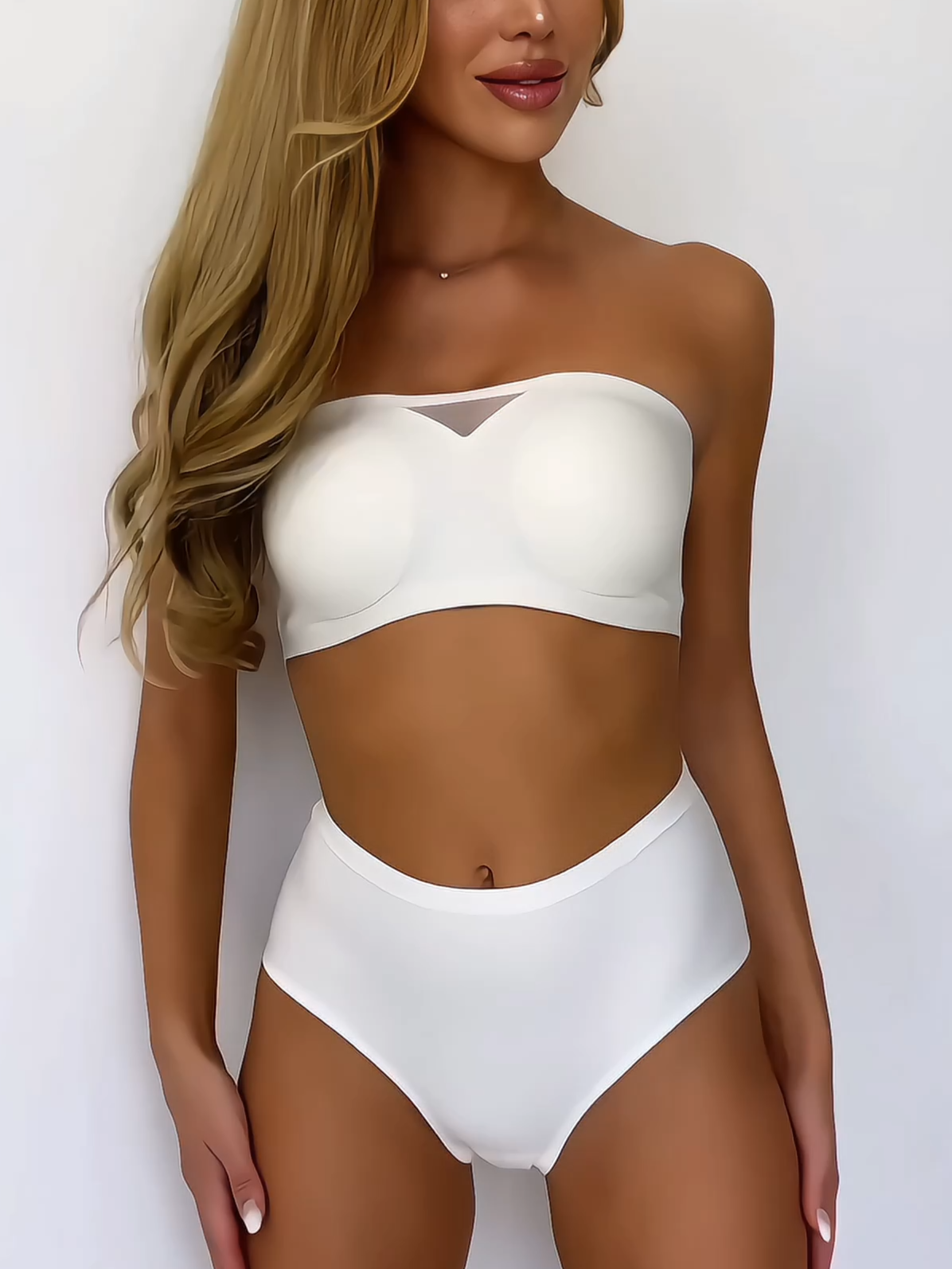 Strapless Wireless Push-up Tube Top Invisible Bra White