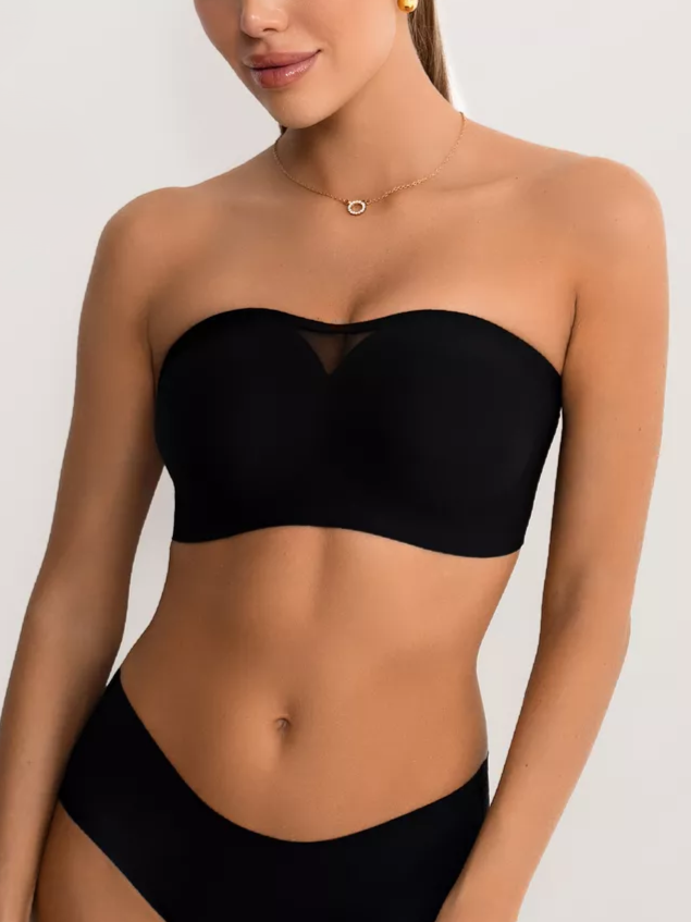 Strapless Wireless Push-up Tube Top Invisible Bra Black