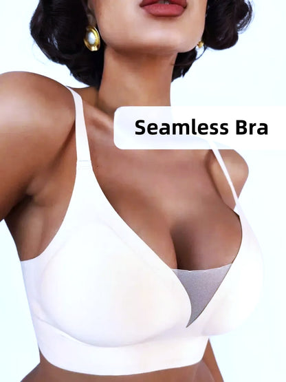 V-neck Push-up Comfortable Seamless Wireless Bra White