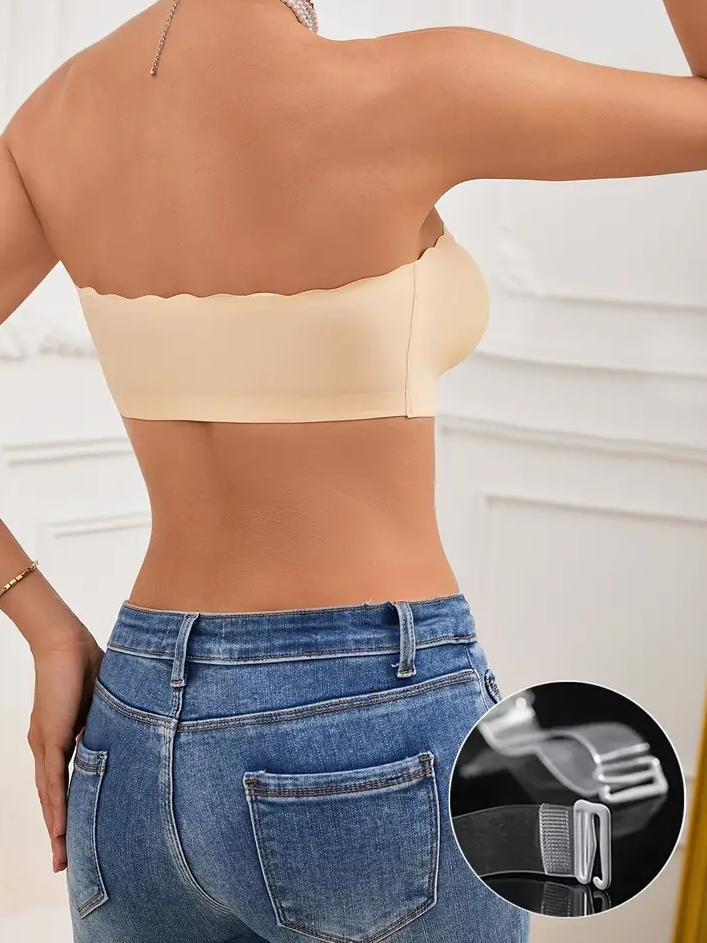 Front Closure Wireless Strapless Bra Ivory