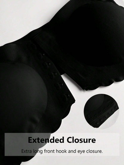 Front Closure Wireless Strapless Bra Black