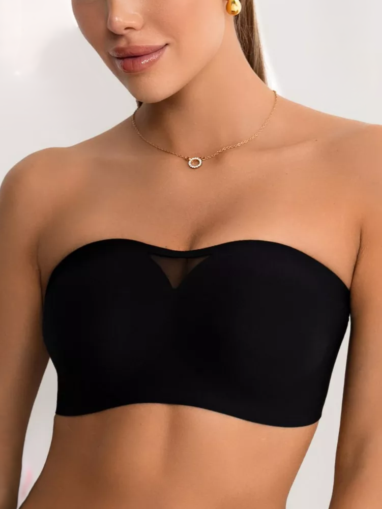 Strapless Wireless Push-up Tube Top Invisible Bra Black