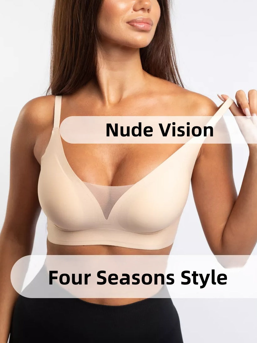 V-neck Push-up Comfortable Seamless Wireless Bra