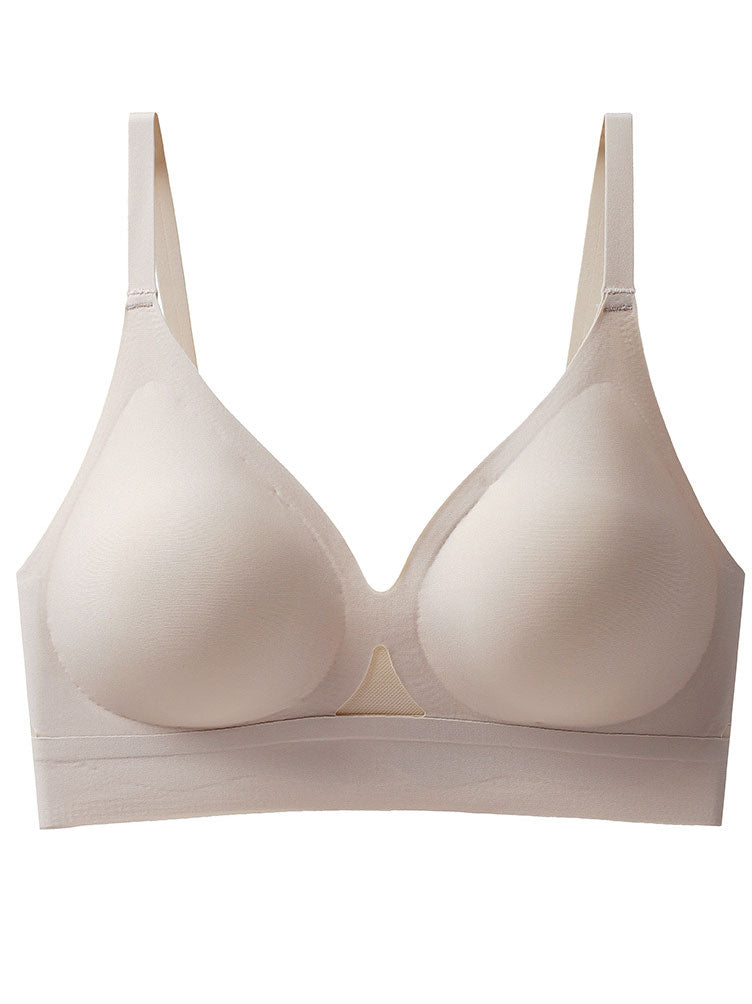 Solid Color Seamless Anti-Sagging Outward Expansion Wireless Push-Up Hollow Bra