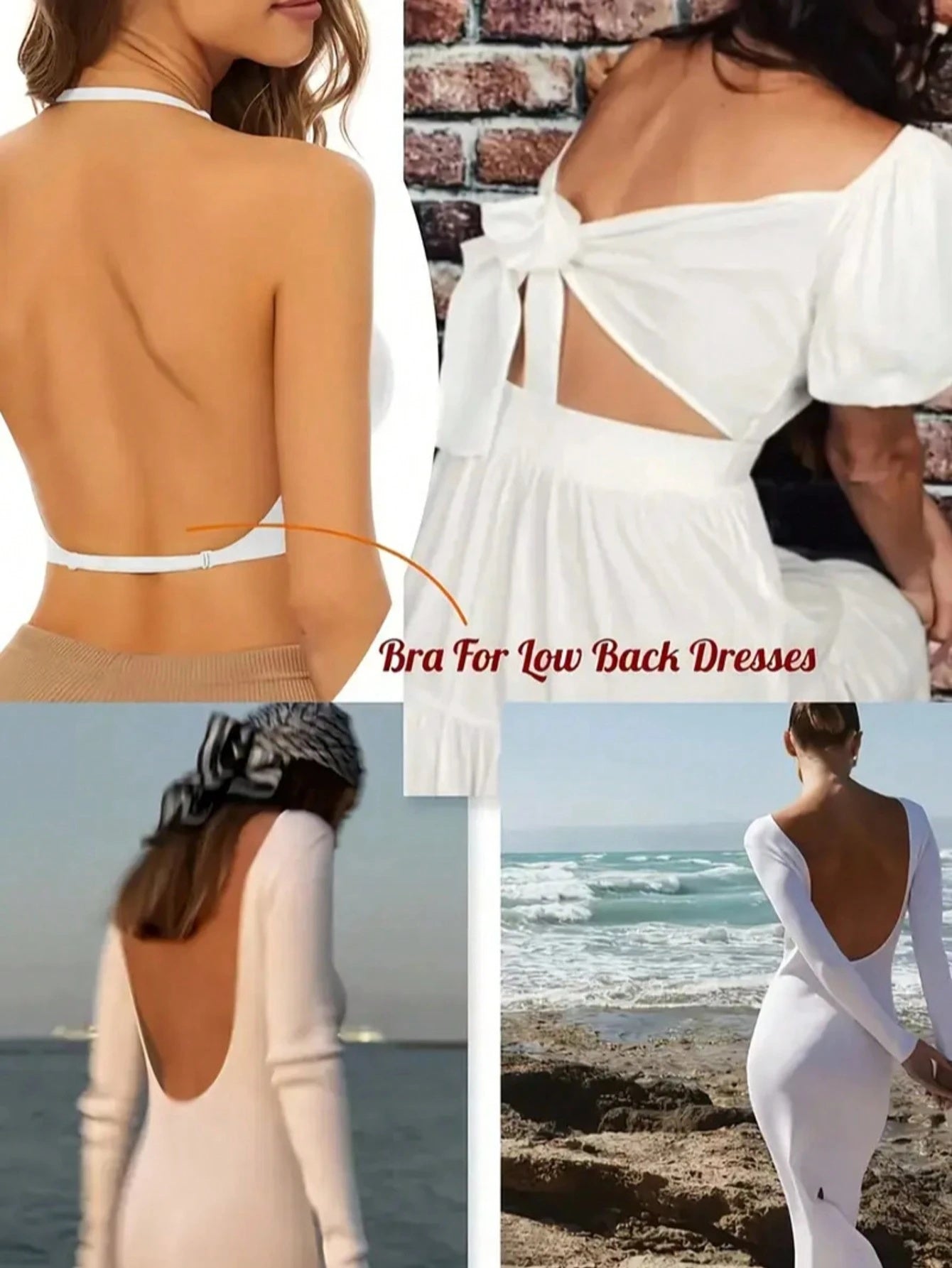 Summer Big U Backless Multi Wear Gathering Bra White