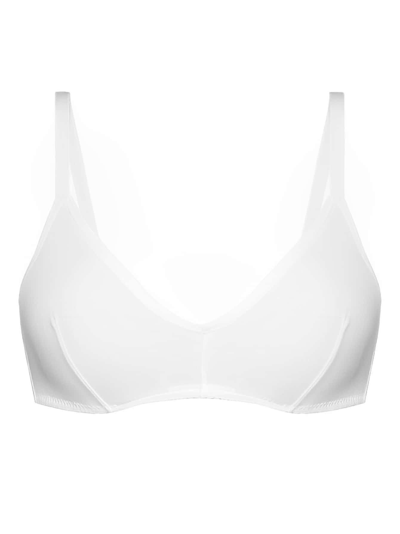 Thin Solid Color Daily Comfortable Seamless Bra White