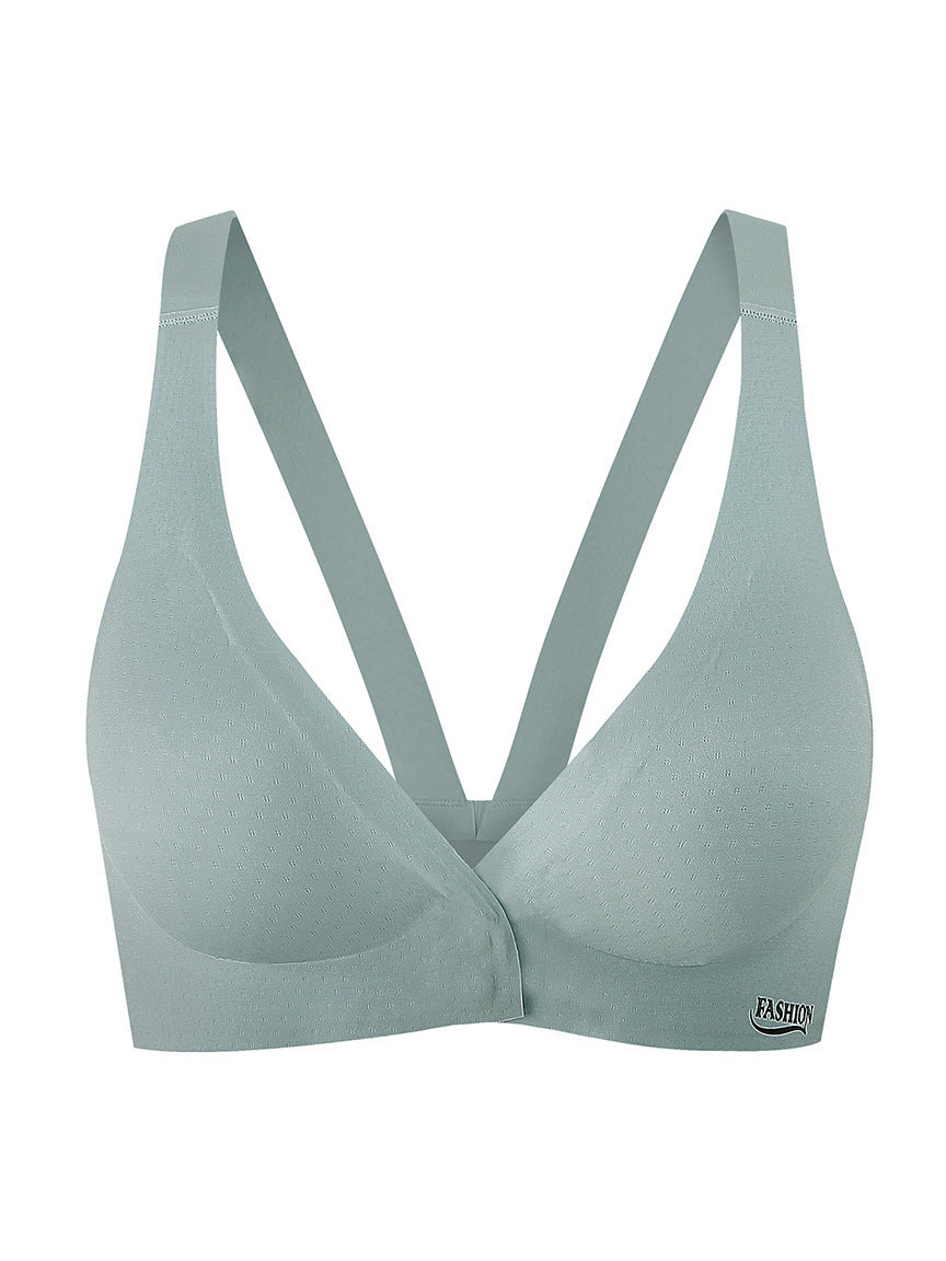 Large Size Front Button Seamless Backless Bra CadetBlue