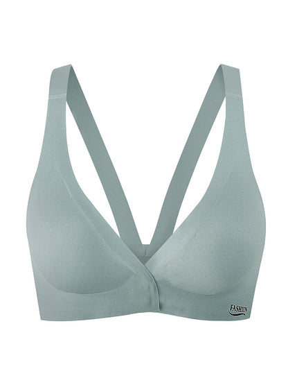 Large Size Front Button Seamless Backless Bra CadetBlue