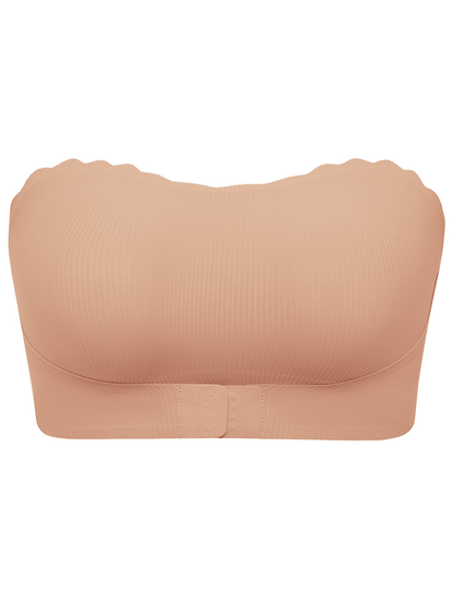 Unique Stripe Seamless Wave Edge Breathable Bra Anti-Slip Strapless Front Closure