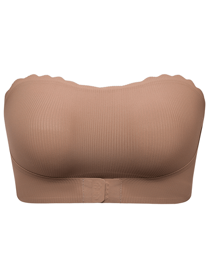 Unique Stripe Seamless Wave Edge Breathable Bra Anti-Slip Strapless Front Closure