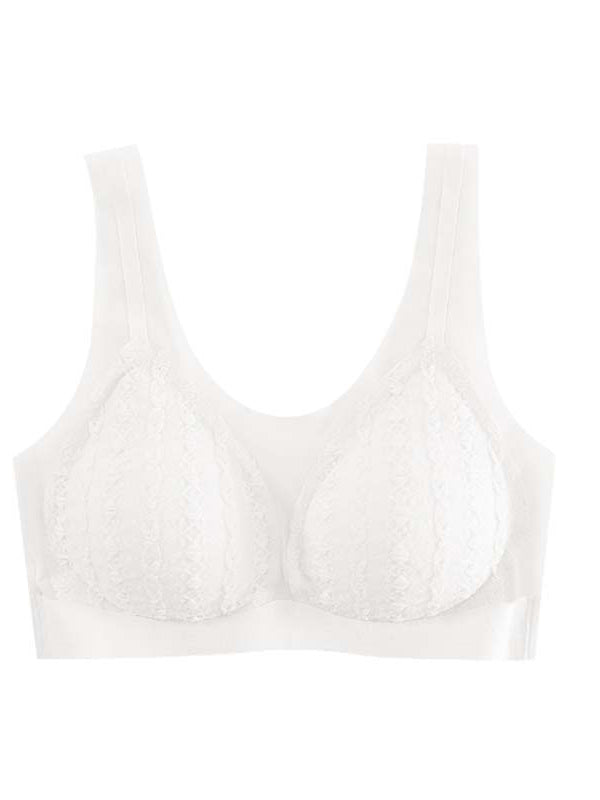 Non-Steel Ring Gathering Tank Type Seamless Lace Bra