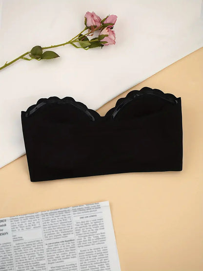 Front Closure Wireless Strapless Bra Black