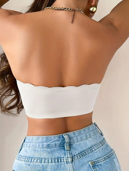 Front Closure Wireless Strapless Bra White