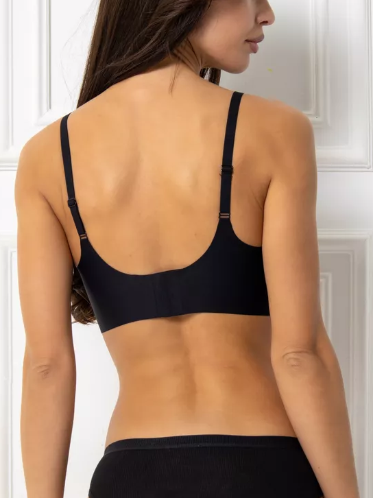 V-neck Push-up Comfortable Seamless Wireless Bra Black