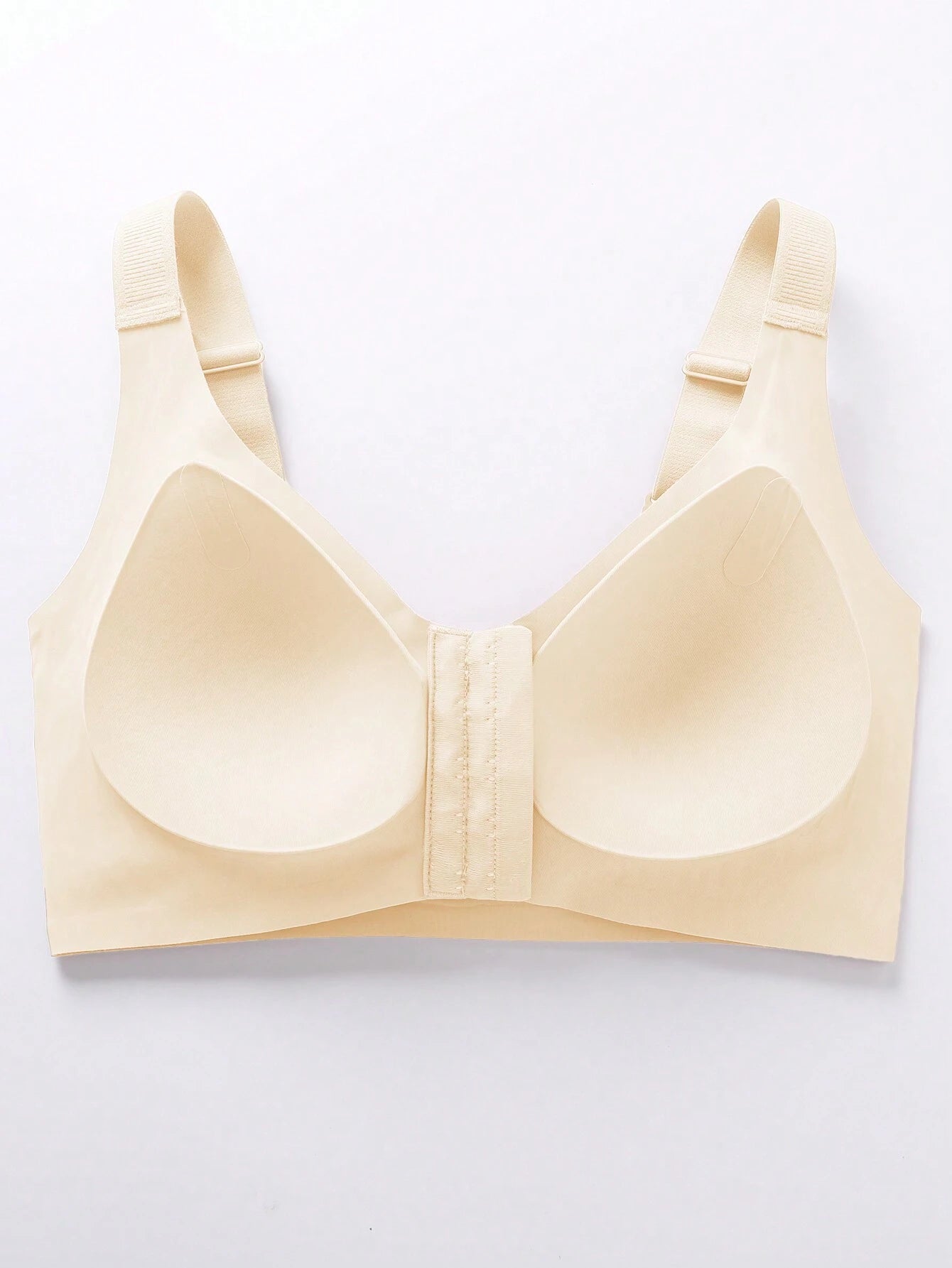 Front Closure Plus Size Seamless Bra，Back To Gather And Prevent Drooping Beige