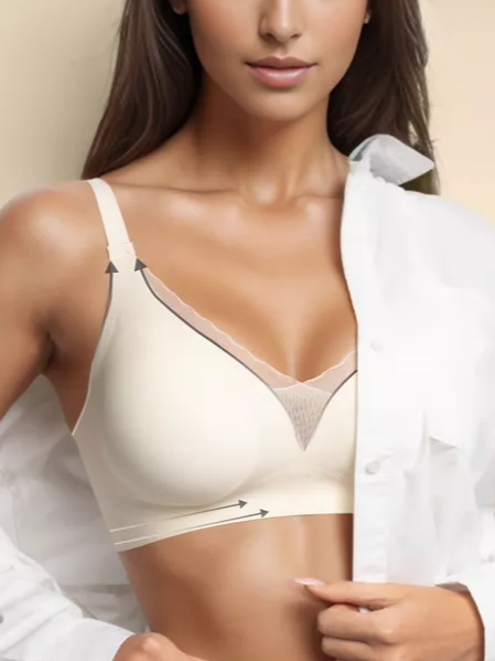 Deep V Mesh Seamless Push-up Without Steel Ring To Prevent Sagging Bra