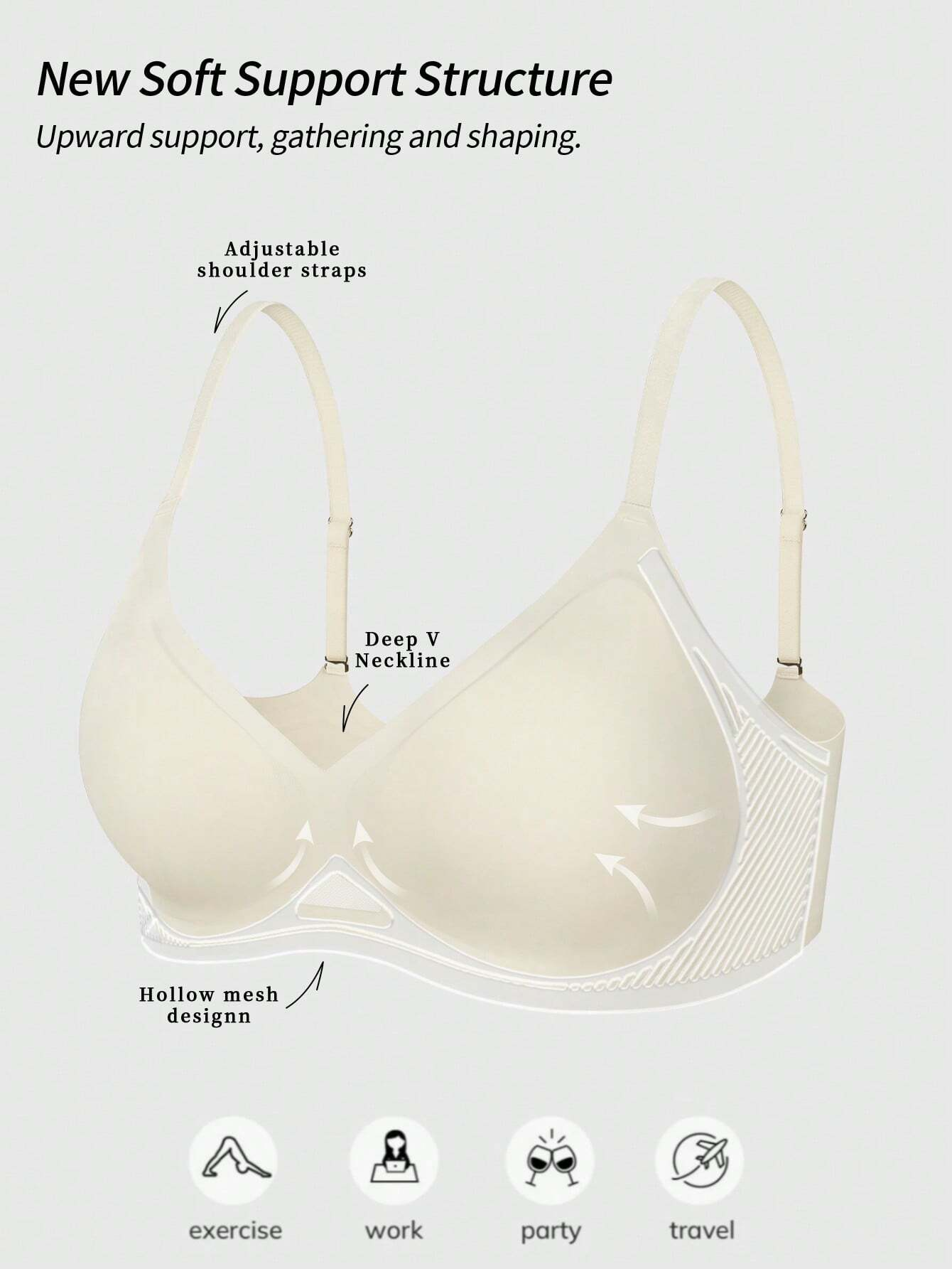 Jelly Seamless Cool & Sexy Hollow Out Gathered Bra