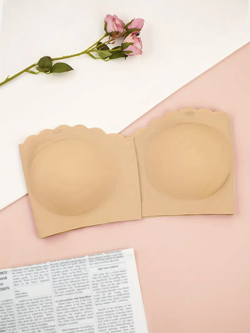 Front Closure Wireless Strapless Bra Beige