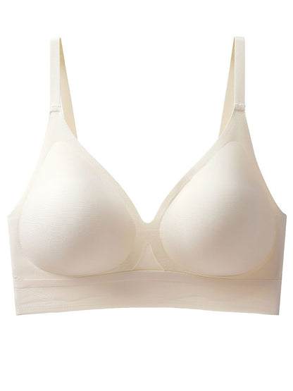 Solid Color Seamless Anti-Sagging Outward Expansion Wireless Push-Up Hollow Bra