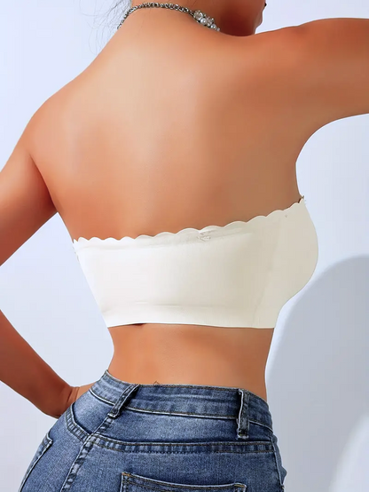 Front Closure Wireless Strapless Bra White