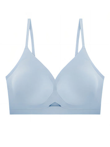 Plus Size Simple Seamless Hollow Out Wireless Bra LightCyan