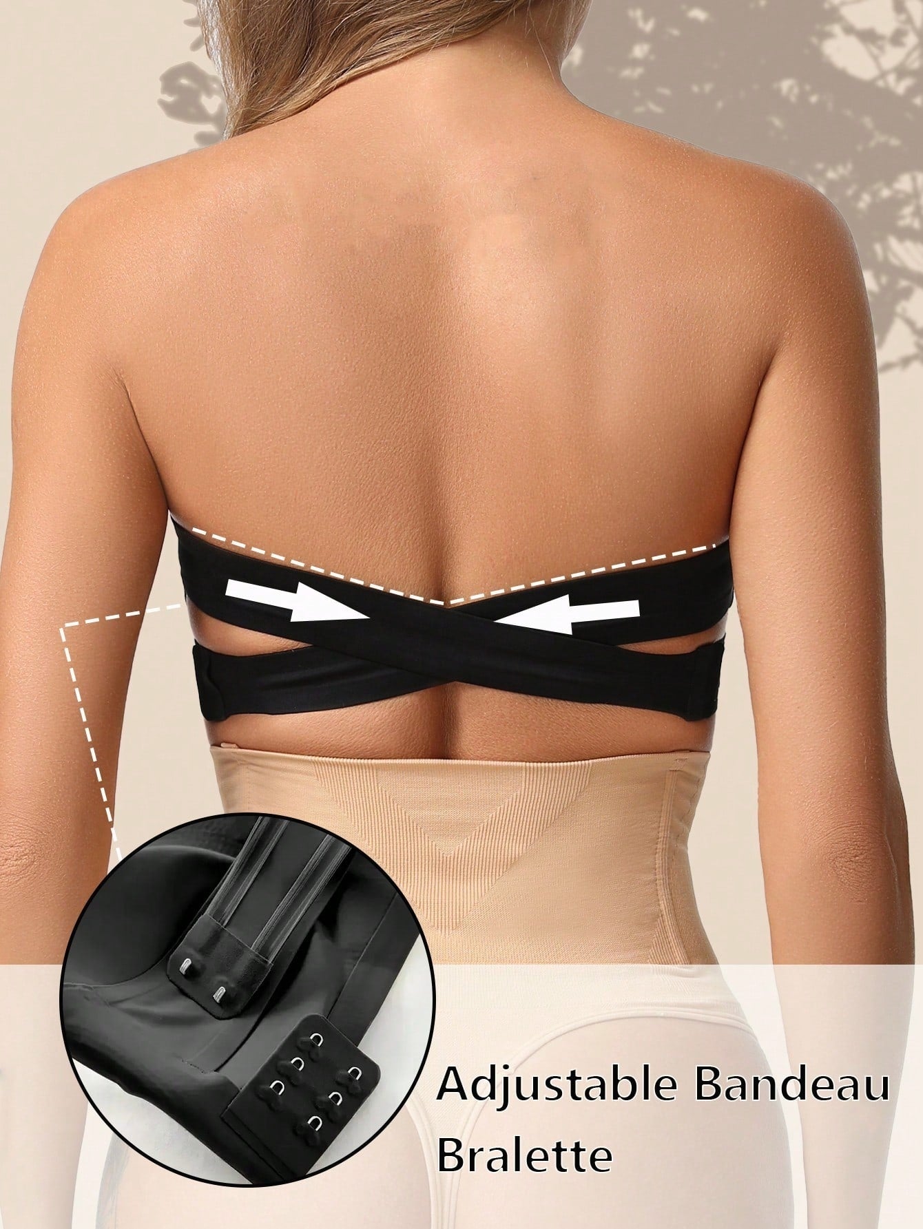 Women's Strapless Push-Up Seamless Wireless Side Closure Padded Adjustable Straps Underwear