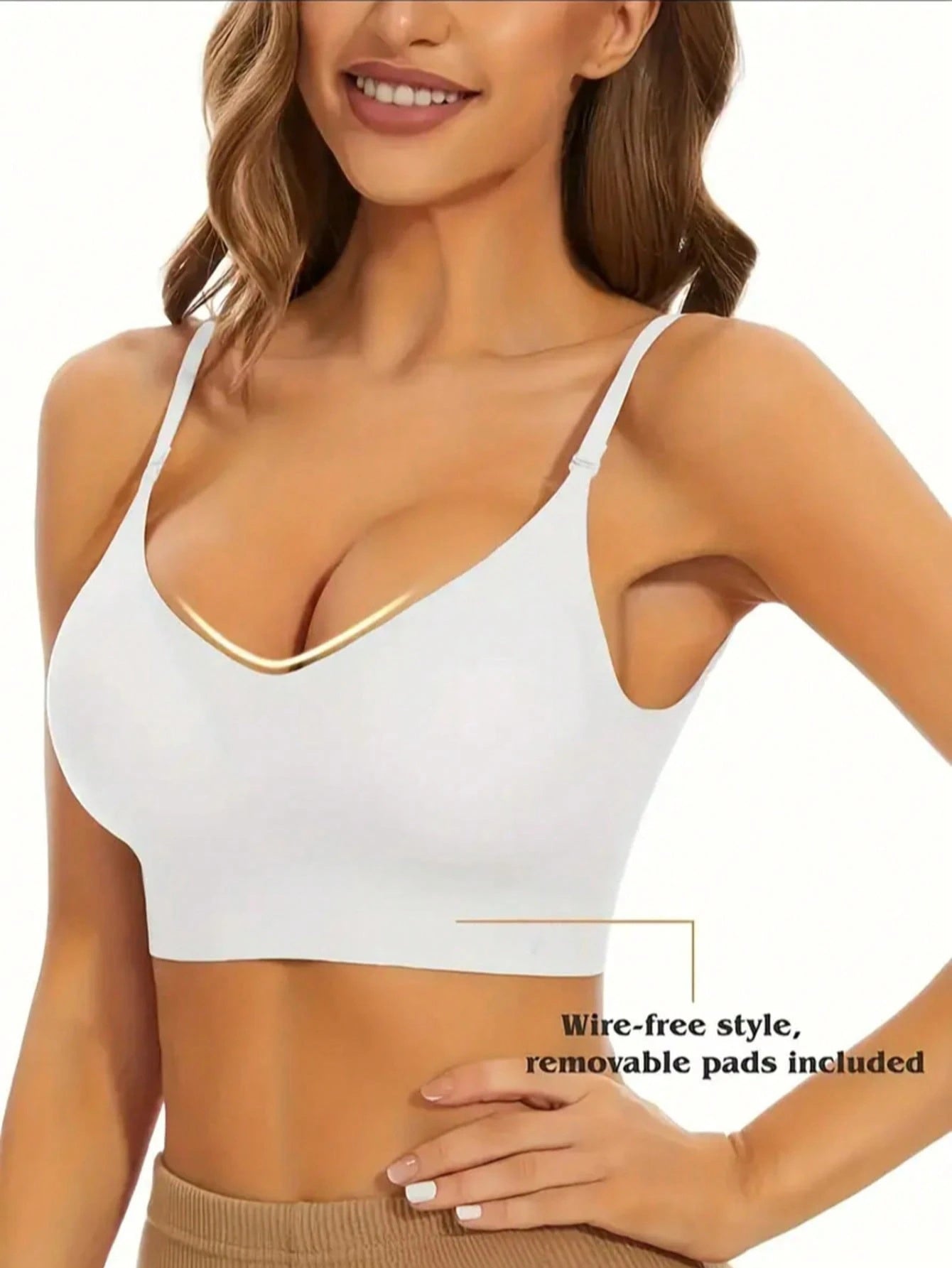 Summer Big U Backless Multi Wear Gathering Bra White