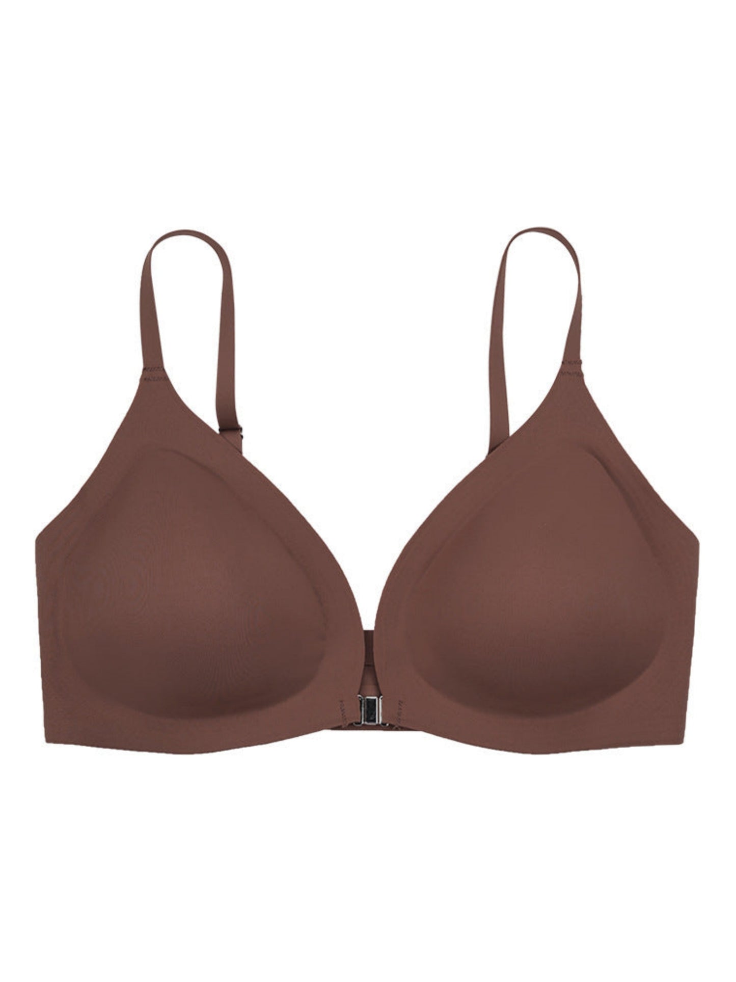 Comfortable Adjustable Straps Deep V Front Button Solid Color Wireless Bra Peru