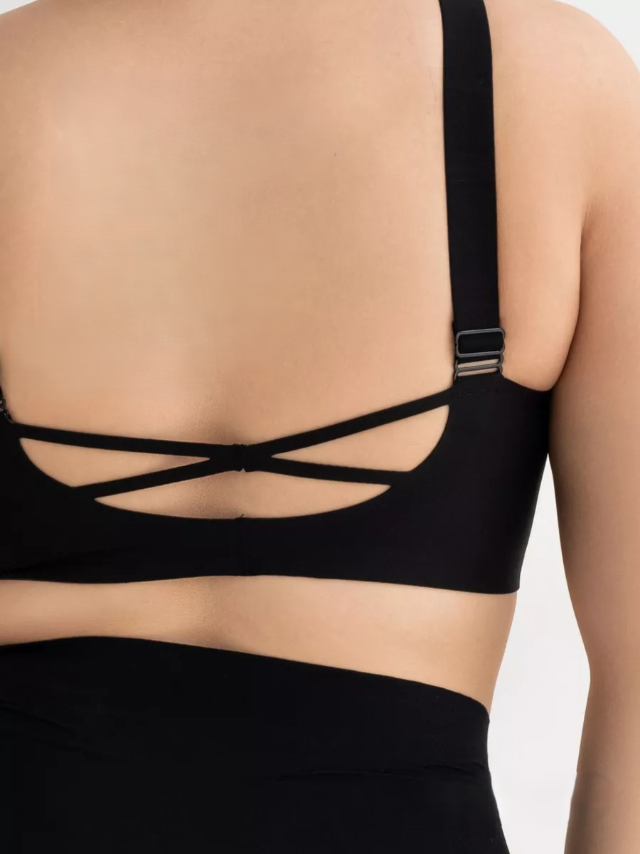 Seamless Fixed Cup Wireless Push-up Bra Black