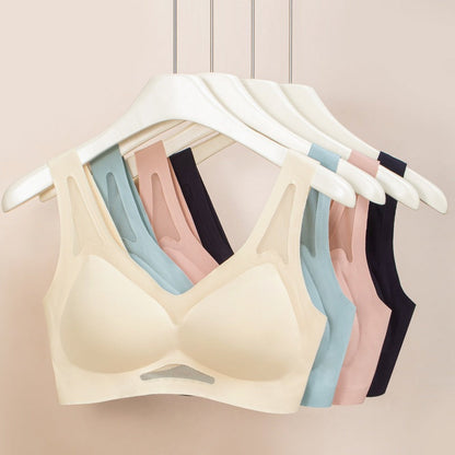 Contrast Mesh No Show Wireless Camisole Bra Lightblue