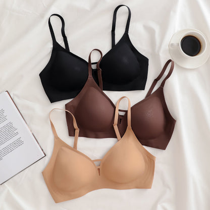 Sexy Hollow Out Wireless Bra Brown