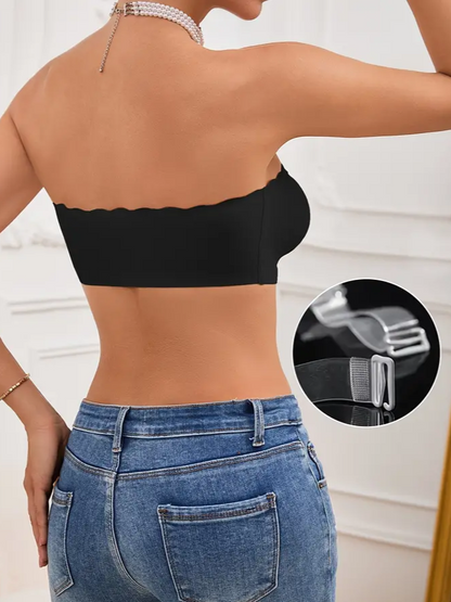 Front Closure Wireless Strapless Bra Black