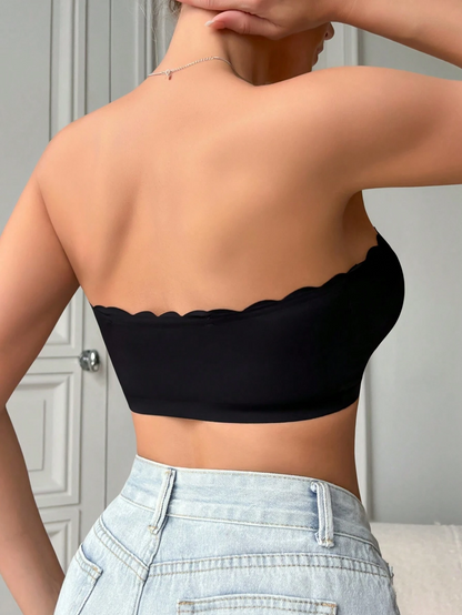 Front Closure Wireless Strapless Bra Black