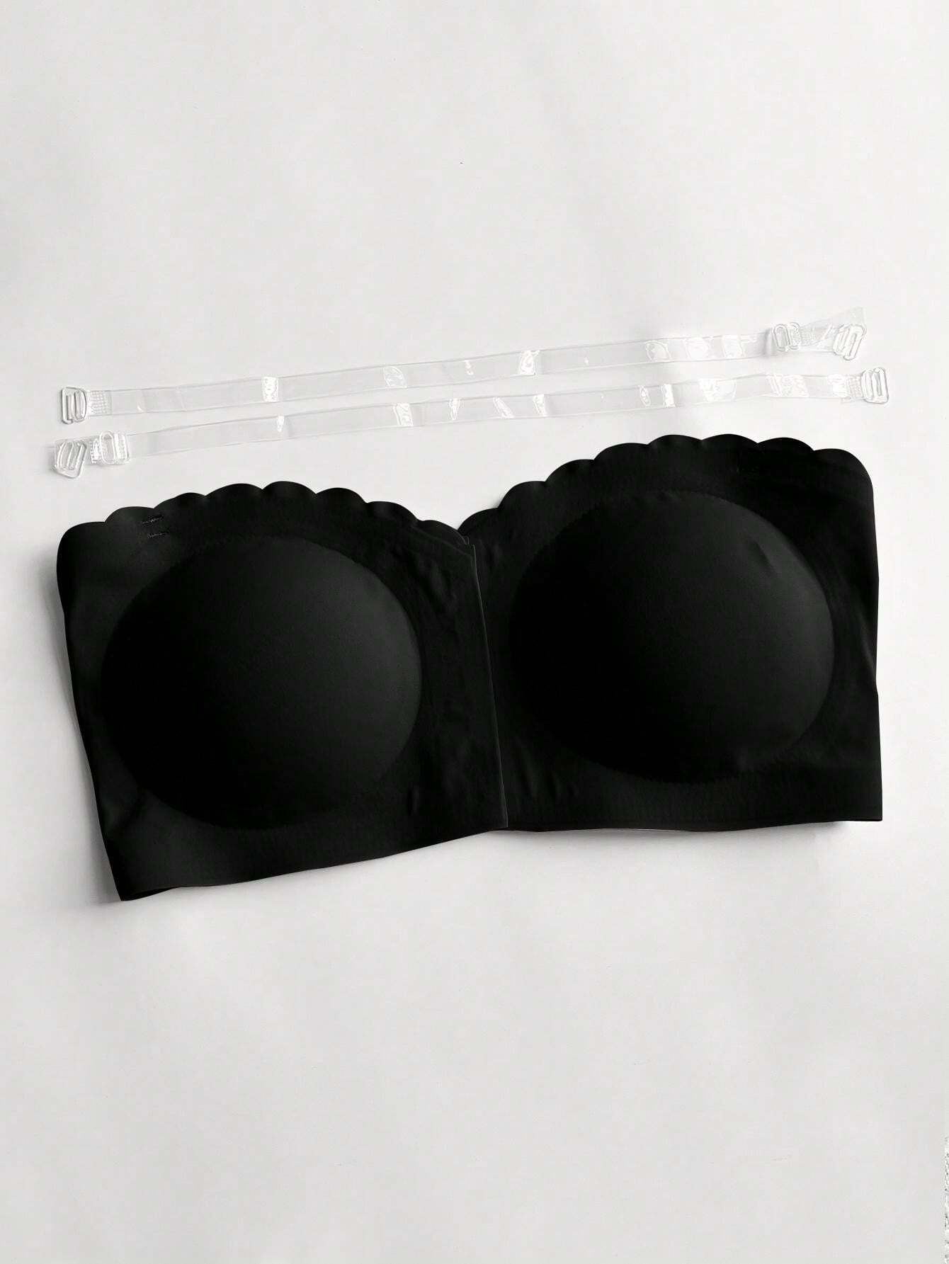 Front Closure Wireless Strapless Bra Black