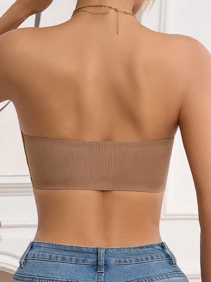 Unique Stripe Seamless Wave Edge Breathable Bra Anti-Slip Strapless Front Closure