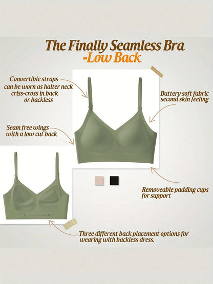 Summer Big U Backless Multi Wear Gathering Bra Green