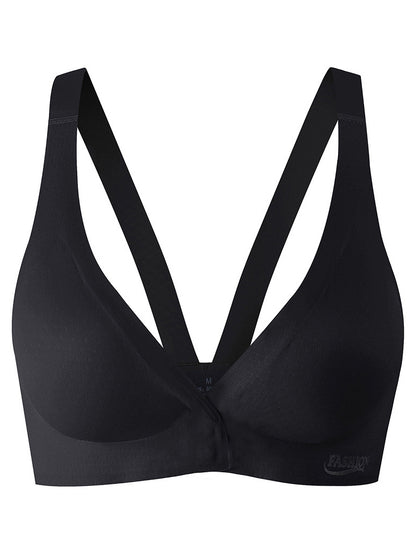 Large Size Front Button Seamless Backless Bra Black