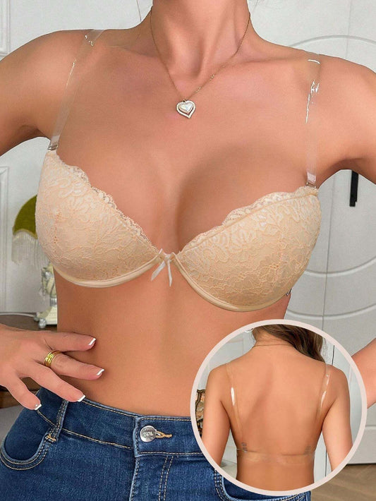 Invisible Straps Sexy Lace Lace Gathering Dress Party Bra