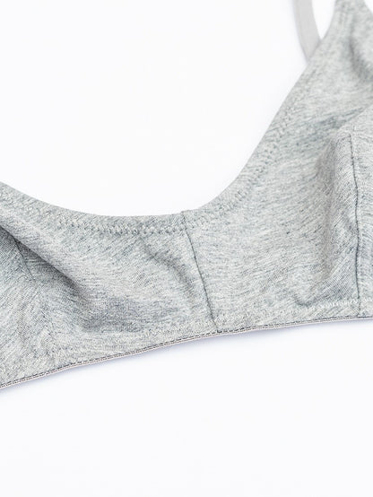 Thin Solid Color Daily Comfortable Seamless Bra Grey