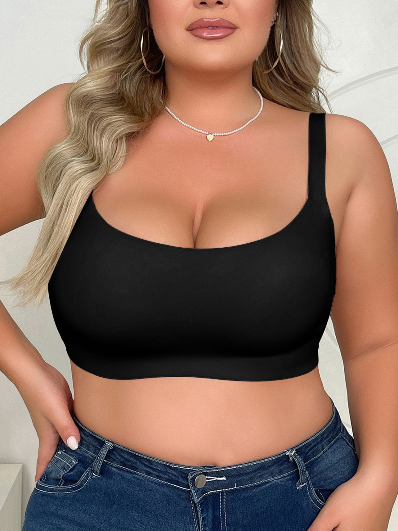 Plus Size Women's Seamless Bra Without Underwire Black