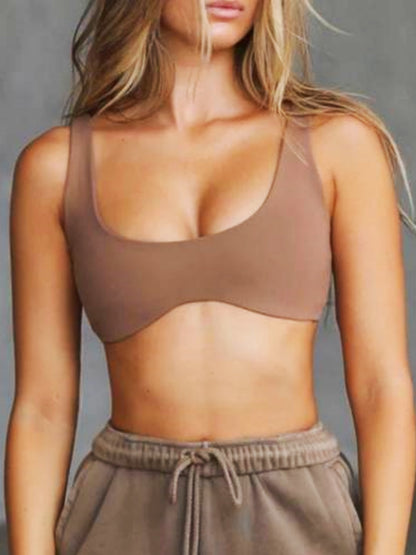 Sexy Low Support Push Up Sports Bra Tan