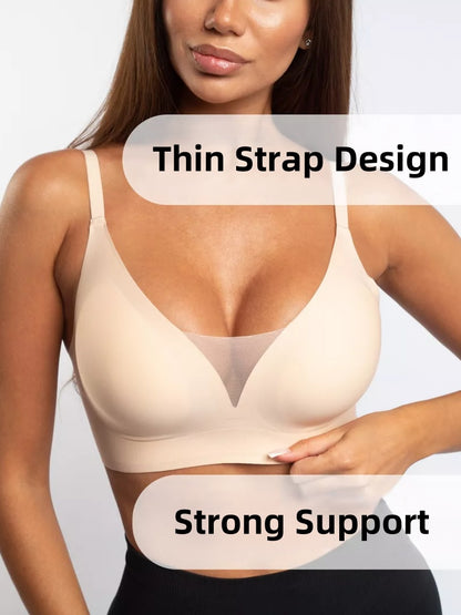 V-neck Push-up Comfortable Seamless Wireless Bra