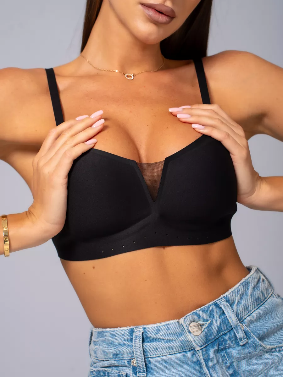 3D Jelly Soft Support Seamless Push-up Wireless Bra Black