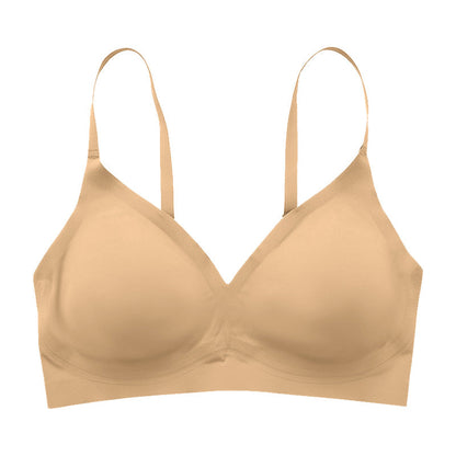 Solid Triangle Seamless Wireless Bra Tan