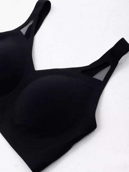 Seamless Fixed Cup Wireless Push-up Bra Black