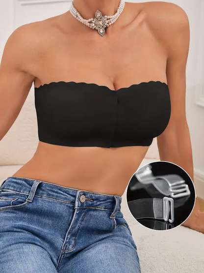 Front Closure Wireless Strapless Bra Black